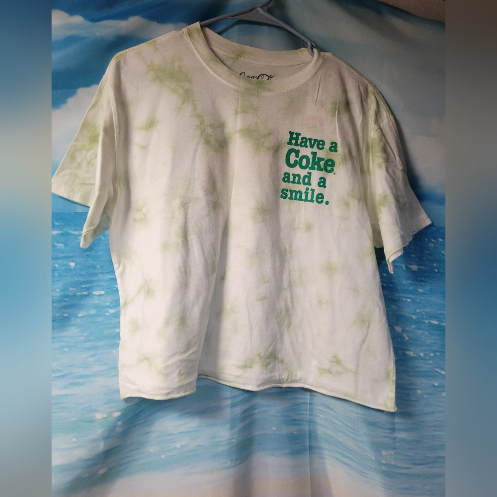 Coca-Cola NWT Have A Coke And A Smile Tie Dye Crip Tshirt Ladies Size Medium - Picture 1 of 5